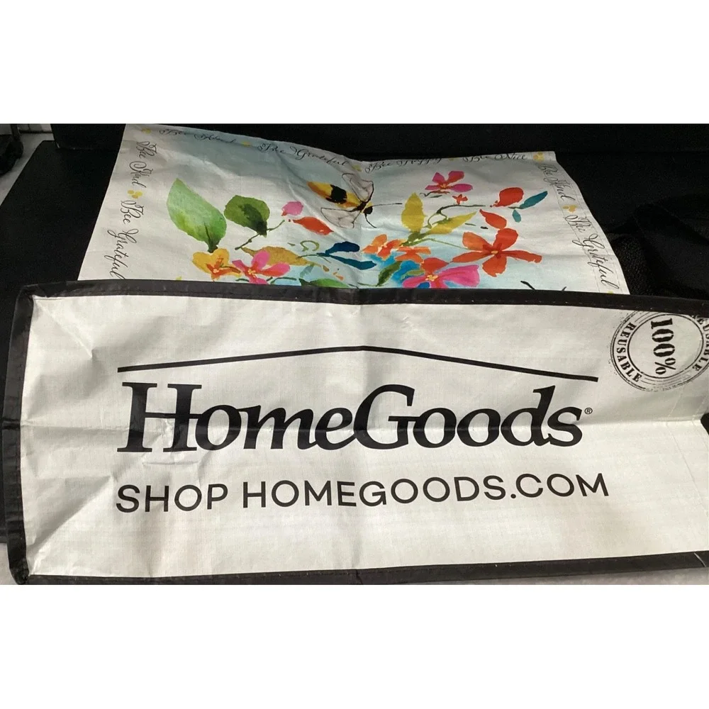 Home Goods Reusable Shopping Tote‎ Bag Bundle, Lemon Floral Bee Kind Pink White